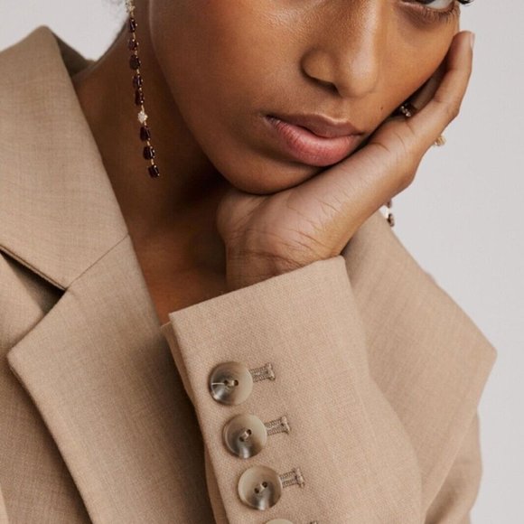 Anthropologie Maeve 8 NWT Double-Breasted Blazer Jacket Coat Beige New - Picture 7 of 11